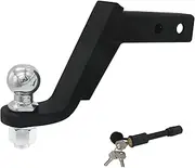 6-Inch Trailer Hitch Ball Mount with Trailer Ball, Hitch Pin Clip, and Fits 2-Inch Hitch Receiver - Adjustable, Locked Anti-Theft, Rescue Purposes, Heavy-Duty Steel for Towing Cars, Trucks, and SUVs