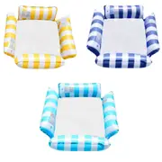 Inflatable Pool Float Lounge Chair Foldable Floating Raft Striped Air Bed
