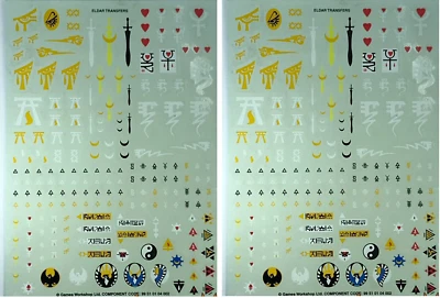 Warhammer 40k Eldar Craftworlds Aeldari 2 TRANSFER SHEETS DECALS - New