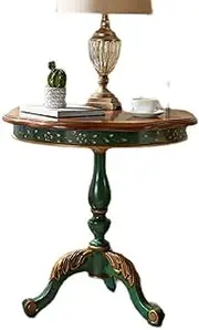 Side Table Luxury Solid Wood End Table,Round Side Table,Modern Nightstand for Living Room,Bedroom and Lobby, Accent Table Sofa Couch Table for Small Place End Tables Living Room(Green)