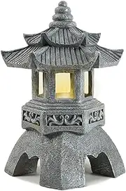 Lovely Ran Zen Solar Pagoda Lantern Garden Statue, Indoor/Outdoor Zen Asian Decor for Landscape Balcony, Garden, Patio, Porch Yard Art Ornament