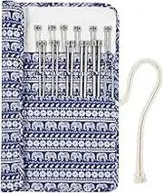 Aeelike 35cm Knitting Needles Sets with Case, Long Single Pointed Straight Knitting Pins, 22PCS Lightweight Metal Needles for Knitting & Stitch Holder, 14 inch Knitting Needles Beginners for Blankets