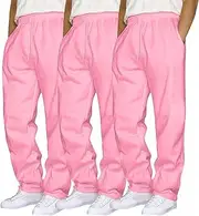 [Generic] 3 Pack Mens Sweatpants Open Bottom Joggers for Men with Pockets Loose Cotton Athletic Pants for Gym Running Casual