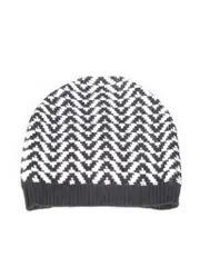 Black & White Wool Zig Zag Knit Beanie