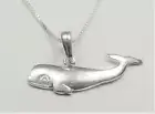 STERLING SILVER NAUTICAL SPERM WHALE SEA LIFE DEEP OCEAN FISH PENDANT NECKLACE