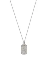 Bloomingdale's Fine Collection Diamond Dog Tag Pendant Necklace in 14K White Gold, 0.50 tcw