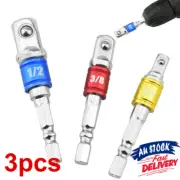 3Size Hex Shank Driver 1/2" 1/4" 3/8" Impact Drill Bits Socket Adapter Set
