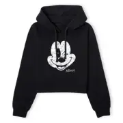 Mikey Mouse Women's Cropped Hoodie - Black
