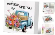 Spring Decor Welcome Spring Wood Sign Home Desk Tabletop Shelf Decor 7