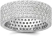 [JewelryWeb] 925 Sterling Silver Rhodium Plated 6mm CZ Simulated Diamond Eternity Band-Eternity Ring for Women and Men