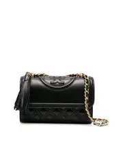 Tory Burch Logo Embossed Quilted Shoulder Bag