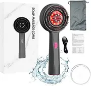 Lumetra Red Light Hair Massager, Red Light Massager for Hair, 3-Speed Electric Scalp Massager with Red Light (Grey)
