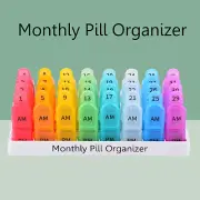 Monthly Pill Organizer Pill Case Box Pill Container Medicine 2 Times a Day AM PM