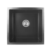 Kitchen Sink 44x44CM Stainless Steel Single Bowl Sink Sinks Handmade Grey Black Top/Undermount