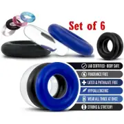 6 PCS Mens Donut Cock Penis Erection Ring Silicone Rubber Stretchy Aid Couples