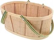 TEMPNAP Woven Rattan Picnic Basket with Handles Decorative Wicker Storage Basket Versatile for and Home Organization Stylish Minimalist Design for Everyday Use
