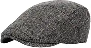 [Tadill] Beret Cap Newsboy Cap Painter Hat Winter British Ivy Cap Hat Bone Herringbone Hats Cabbie Hat Men Plaid Flat Cap for Travel, Grey
