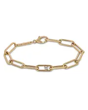 Zoe Chicco 14K Yellow Gold Prong Diamonds Diamond Paperclip Link Bracelet