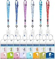 6 Sets Cruise Lanyards, Retractable Carnival Cruise Lanyard with 8 Waterproof Luggage Tag Holders Set, Adjustable Cruise Lanyard with Detachable Badge Holder for Cards Cruise Accessories (Multicolor)