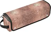 Rose Golden Rose 2-in-1 Curling Iron Travel Case with Heat Resistant Mat Curling Iron Travel Holder Storage Bag for Curling Iron Straightener Flat Hair Dryer, Travel Accessory mat para
