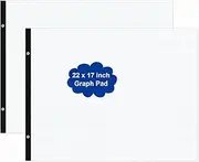 (2-Pack) Large Engineering Graph Paper - 22" x 17" Grid Paper, 100 Sheets/200 Pages, 4"x4" Grid Pad, Giant Drafting Pad Sketching Graph Paper for Engineer Architect Designer Mathematician Draftsman