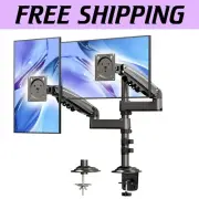 Height Adjustable Dual Monitor Mount - Tilt, Swivel, Rotate for Optimal Viewing