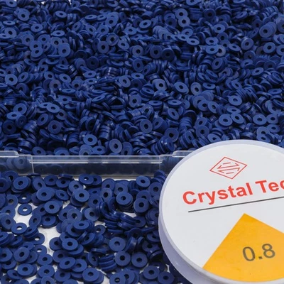 4000pcs Navy Clay Beads Bracelet Making Kit, Flat Blue Beads for Bracelets Sp...