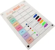 SEWACC Fridge Calendar Weekly Planner Dry Erase Board Elegant White Meal Menu Planner