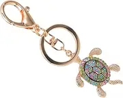 [WESIEVYA] Cute Small Turtle Rhinestone Keyring Keychain Decoration Diy Pendant for Backpacks