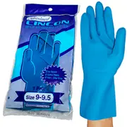 Lincon Silverlined Natural Rubber Gloves with Silver Lining Biodegradable Size 9-9.5 Blue Unscented Pair