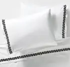 Black Chain Embroidery Twin 400 Thread Count Bedding Sheet Set DVF x Target NWT