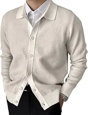 Men's Lapel Collar Knitted Cardigan Casual Knitted Stand Collar Cardigans Stand Collar Button Knit Jacket