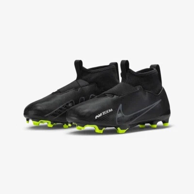 Youth Zoom Mercurial Superfly 9 Academy FG Soccer Shoe/MG - Black/Dk Smoke