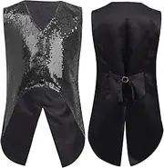 [iiniim] Athletic Waistcoat for Boys Jazz Hip-hop Dance Costume Disco Party Dress Up Sparkly Vest Tops