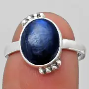 Blue Fire Labradorite - Madagascar 925 Sterling Silver Ring s.7.5 Jewelry R-1102