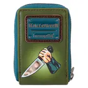 Halloween Faux Leather Michael Myers Pumpkin Glow Zip Around Wallet 2.75x4.25in
