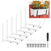 White Adjustable Window Planter Box Brackets Universal Window Box Holder (6 PCS)