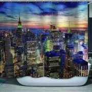 City Lights And Sky 3D Shower Curtain Waterproof Fabric Bathroom Decoration