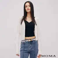 在飛比找momo購物網優惠-【MOMA】優雅開襟花紗毛外套(兩色)