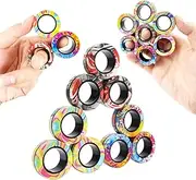 Moonhua 9Pcs Magnetic Ring Fidget Spinner Toys Set, Newest camo Fingers Magnet Rings, ADHD Stress Relief Magical Toys for Training Relieves Autism Anxiety, Great Gift Adults Teens Kids