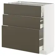 METOD / MAXIMERA base cabinet with 3 drawers, white/Havstorp brown-beige, 80x37x80 cm
