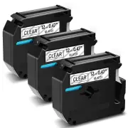 3PK For Brother P-touch PT-65 12mm Label Tape M-K131 M131 Black on Clear