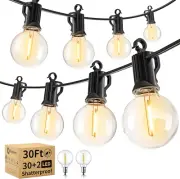 Outdoor String Lights - Waterproof Globe Patio Lights 30 Ft with 30 G40 Shatterp