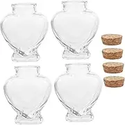 4Pcs Heart Shaped Glass Bottles with Cork Lids Romantic Wishing Jars for Honeymoon Souvenirs Decorative Keepsakes for Couples Creative Newlyweds Capacity