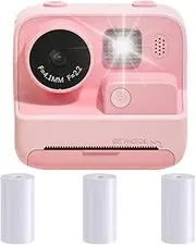 Binxind Children Instant Camera HD 1080P Video Photo Digital Print Dual Lens Photography with Print Paper Camera,Pink