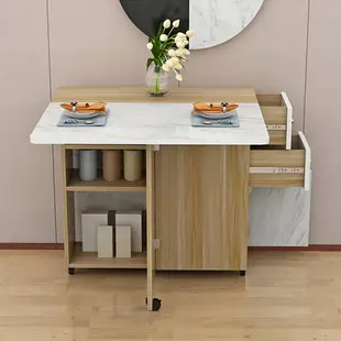 折疊餐桌家用小戶型可移動伸縮長方形多功能桌子6人8人簡易餐桌