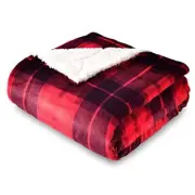 THROW BLANKET Sherpa Plaid Fleece Double-Sided Soft Bedding Red 60x80 SOCHOW