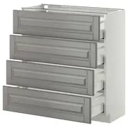 METOD base cab 4 frnts/4 drawers, white Maximera/Bodbyn grey, 80x37x80 cm