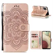 Imprint Mandala Stand for Samsung Galaxy A12 Leather Case