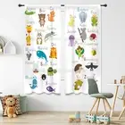 ABC Alphabet Kids Curtains 41W X 62L Inch Sheer Rod Pocket Cartoon Animal Baby B